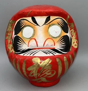 Muñeca Daruma japonesa grande vintage 19 cm papel maché buena suerte ajuste de gol - Imagen 1 de 8