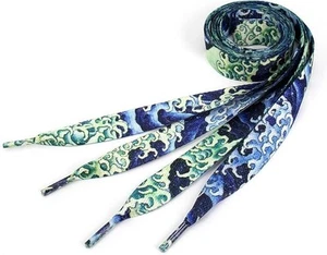 Cordones HOKUSAI WAVE azul 40 pulgadas calidad hechos en unión, a prueba de decoloración, hechos en EE. UU. - Imagen 1 de 8
