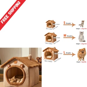 Dog House Kennel Pet Dog Cat Bed for Small Dogs Winter Warm Plush Cat Bed Nest - Picture 1 of 8