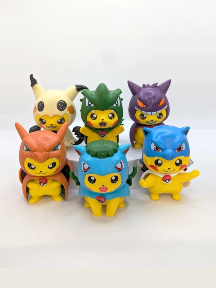 Pikachu Cosplay Figures - Set of 6 Pokemon Pikachu Cosplay Figurines - 3in NEW - Image 1 of 4