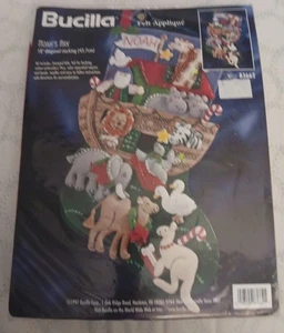 Vintage Bucilla Felt Applique Noah's Ark 18" Christmas Stocking Kit 83662 NEW - Picture 1 of 6