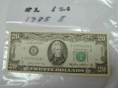 1985 Series $ 20 Dollar Bill, Federal Reserve Note RICHMOND SERIES E - Image 1 of 2