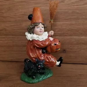 Bethany Lowe Halloween Mädchen mit Besen & Kürbis schwarz Katze funkelnder Artikel # JH2817 - Bild 1 von 12
