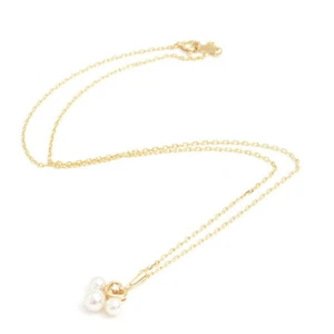 MIKIMOTO Necklace Pendant 3P Pearl Diamond Heart 750 K18 YG Yellow Gold auth - Picture 1 of 6