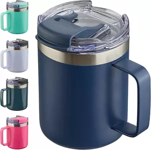 12Oz Insulated Coffee Mug Cup with Handle, Stainless Steel Travel Coffee Mug wit - Picture 1 of 12