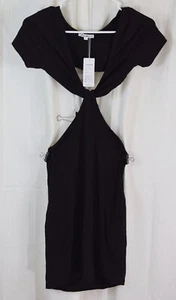 Zalalus Women's Short Sleeve Open Backless Deep V-Neck Dress Black Size Small - Picture 1 of 3
