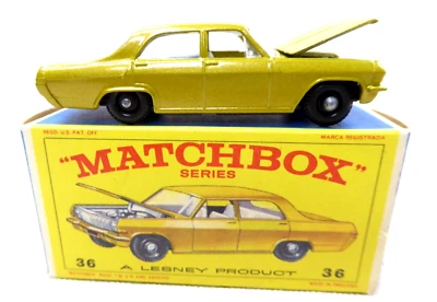Matchbox 1966 Lesney 1-75 No 36 Opel Diplomat Reg Wheels Silver Grate New In Box - Image 1 of 4