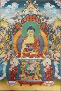 Pintura 36" Tibetana Tela Seda Budismo Sakyamuni Buda Tangka Thangka de tela tibetana - Imagen 1 de 6