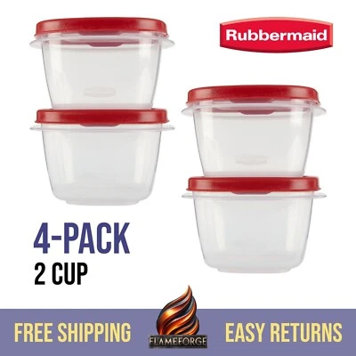 2 Cup (4 Pack) - Rubbermaid Food Storage Containers Easy Find Lids System 16 oz - Image 1 of 4