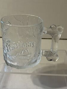 McDonalds Flintstones Glass Mug Cup 1993 Clear Frosted Pre-Dawn "RocDonalds" 
