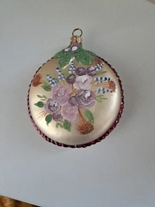 Dillard's Trimmings Christmas Hand Painted Blown Glass Ornament Made In Poland - Picture 1 of 8