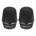 2pcs Mesh Microphone Grill Head for Wired Microphone Ball Head Black with horns