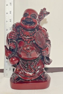 RARE Japanese Stone Cinnabar Hotei-shaped STATUE Buddhist art LARGE - Image 1 of 4