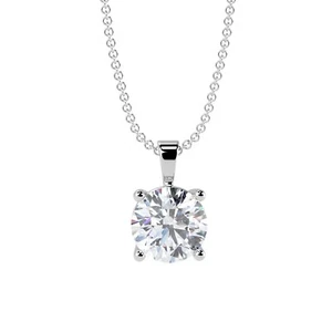 Certified 100% Natural Round Solitaire Diamond Pendant for Women (0.20ct-1.00ct) - Picture 1 of 8