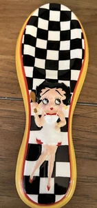 Vintage 2003 Betty Boop Kiss The Cook Spoon Rest Checkerboard Pattern - Picture 1 of 5