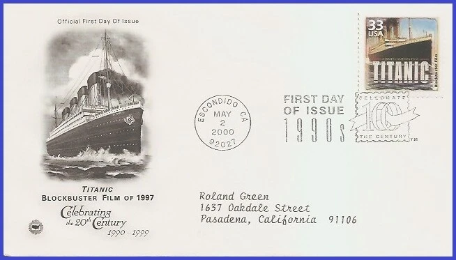 USA4 #3191l ADDR PCS ARTCRAFT FDC   1990s Titanic Blockbuster Film - Image 1 of 1