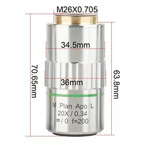 20X Infinite far Long Working Distance Metallographic Microscope objective - Picture 1 of 8