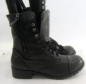 NEW BLACK   1.5"BLOCK Heel Round Toe Ankle COMBAT Boots Women  Size  7 - Picture 1 of 12