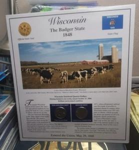 WISCONSIN UNCIRCULATED QUARTER AND STAMP COLLECTION CARD - Picture 1 of 2