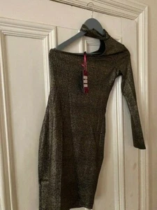 VESTIDO DE NOCHE MISSI LONDRES BRILLANTE CON MANGA ÚNICA TALLA 8 NUEVO CON ETIQUETAS - Imagen 1 de 4