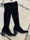 995 Stuart Weitzman Yulianaland Thigh High Suede Boots Tieland Black Size 75