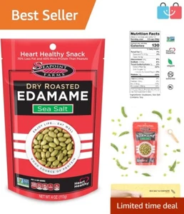 Vegan Dry Roasted Edamame Sea Salt - 12 Pack of 4 oz Crunchy, Gluten-Free Snacks - Picture 1 of 8