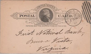 1891 Postal Card Deposit Info First National Bank Buena Vista VA Deposit 11275.3 - Picture 1 of 7