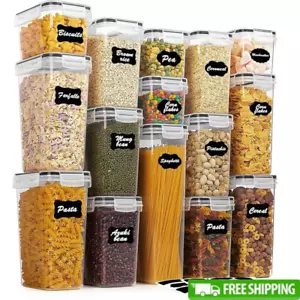 Airtight Food Storage Containers Set 15pcs BPA Free Canisters W/ 24 Labels New - Picture 1 of 8