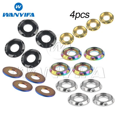 WANYIFA 4pcs Titanium Washer M5 M6 M8 M10 Decorative Gasket Ti Spacer for Motorcycle Car