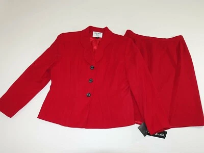 Kasper A.S.L. Women's Blazer Skirt Suit Size 14 Petite NWT Red 100% Wool 14P - Image 1 of 4