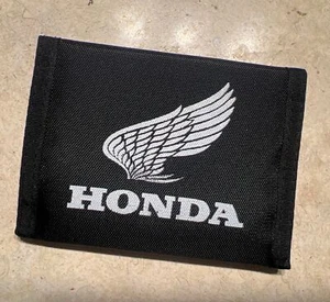 Men'S Nylon Trifold Wallet HONDA BLACK , 100% Polyester Perfect Wallet - Foto 1 di 5