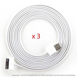 3 x 10ft White Data Sync Charging cable for iPhone 3 3g 3gs 4 4g 4s iPod touch - Picture 1 of 3