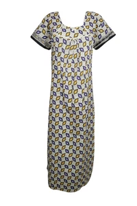 Women's Cotton Nighty Maxidress Lounger Night Gown Printed House Dresses L