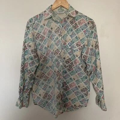 Винтажная женская рубашка чероки на пуговицах размер средний цветочный принт. - Изображение 1 из 4
