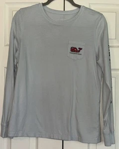 Vineyard Vines Women Small Blue Nautical Whale Christmas Long Sleeve Tee Shirt - Picture 1 of 6