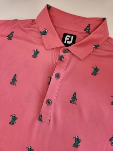 Footjoy Polo Uomo L Rosa S/S Stampa Cactus Golf Performance Elasticizzata ProDry - Foto 1 di 9