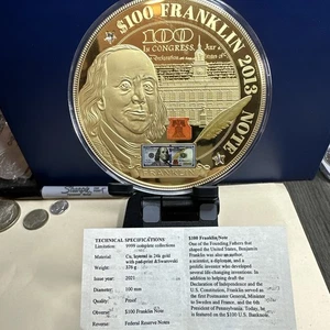 BIG 2013 $100 Franklin 2009-2009A Federal Reserve Note 100mm 330g Coin Medallion - Bild 1 von 3