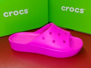 Crocs Iconic Comfort Slides Platform Sandals Pink Crush Womens # 11 New W/Box - Picture 1 of 11