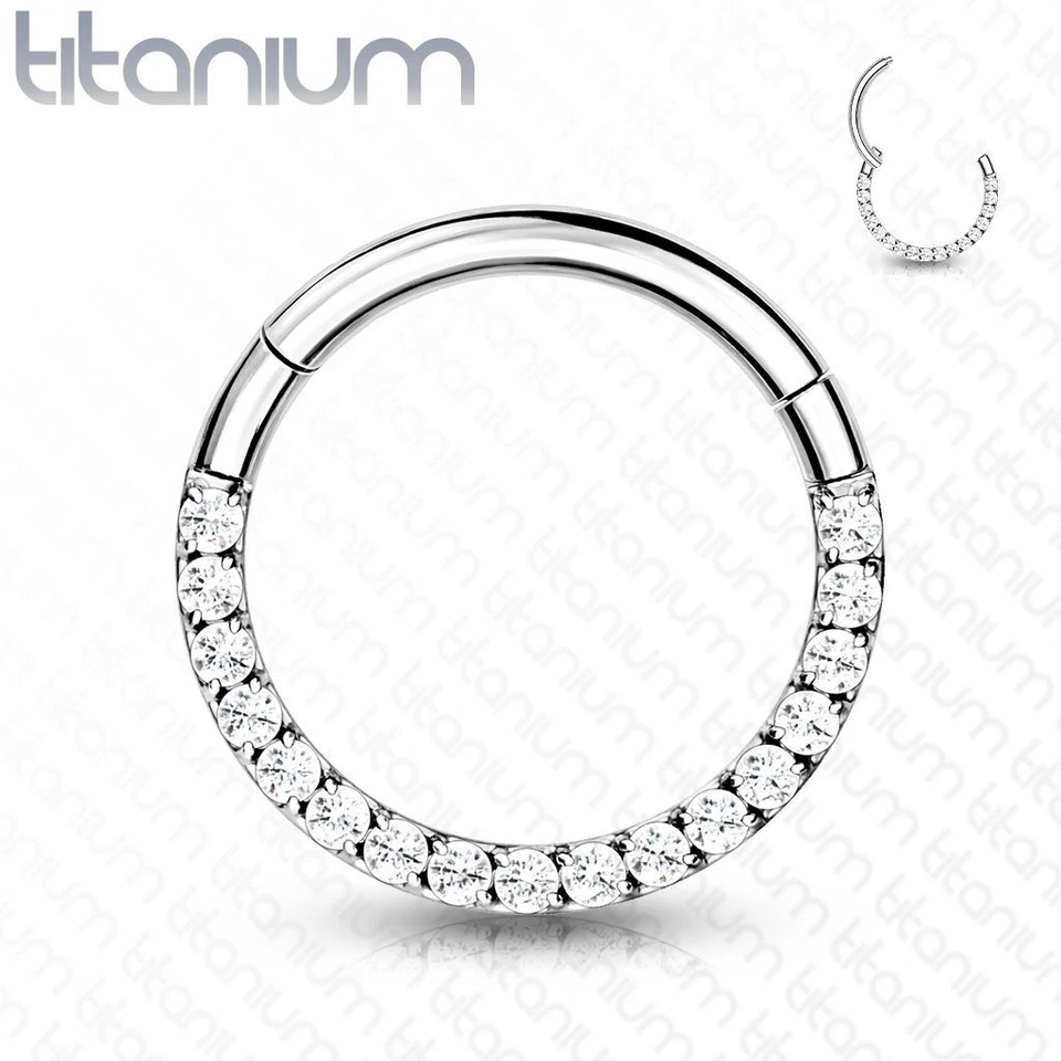 Piercing Anello Segmento Titanio Strass Bianco Viso (Orecchio, Daith , Setto ) - Immagine 1 di 1