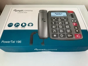 Amplicomms PowerTel 196 Cordless Big Button Hearing Aid Elderly Amplified Phone - Photo 1/7