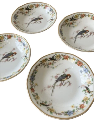 4 cuencos Arcadia Limoges Francia 5" Theodore Haviland pájaros postre fruta vintage Foto 1 de 4
