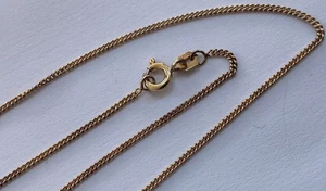 Collar de cadena de oro de 18" 9 quilates fuerte estrecho tipo bordillo plano pesa 2,8 gramos - Imagen 1 de 8