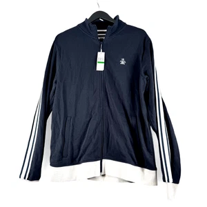 Nwt New Penguin Mens Long Sleeve Dark Sapphire Track Knit Jacket Sz L Large - Picture 1 of 5