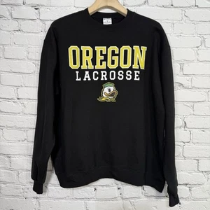 Champion Oregon Ducks Lacrosse Sweatshirt XL Heavyweight Black Crewneck - Picture 1 of 19