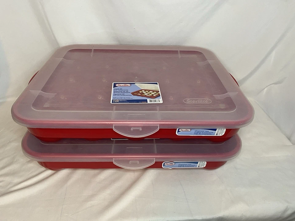 2 bolsas de plástico para adornos navideños de almacenamiento cada una con capacidad para 20 tapas de esterilito navideñas Foto 1 de 4