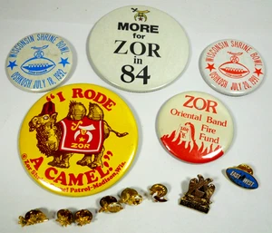 fraternal organization mixed lot Shriners Masons Zor Camel Patrol pin buttons - Picture 1 of 12