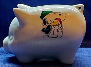 A Charming Snoopy & Woodstock 3 3/4" Long Porcelain Piggy Bank - Picture 1 of 4