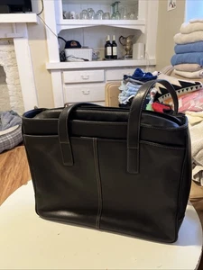 Coach All Leather Messenger Briefcase Tote Bag - Multi Compartment Laptop Bag - Picture 1 of 12