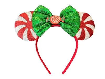 Tocado navideño diadema tamaño infantil Navidad menta moño accesorio para el cabello Foto 1 de 4