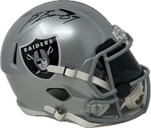 Brock Bowers Las Vegas Oakland Raiders FS Rep Helmet Beckett Visor Chin Auto - Picture 1 of 6